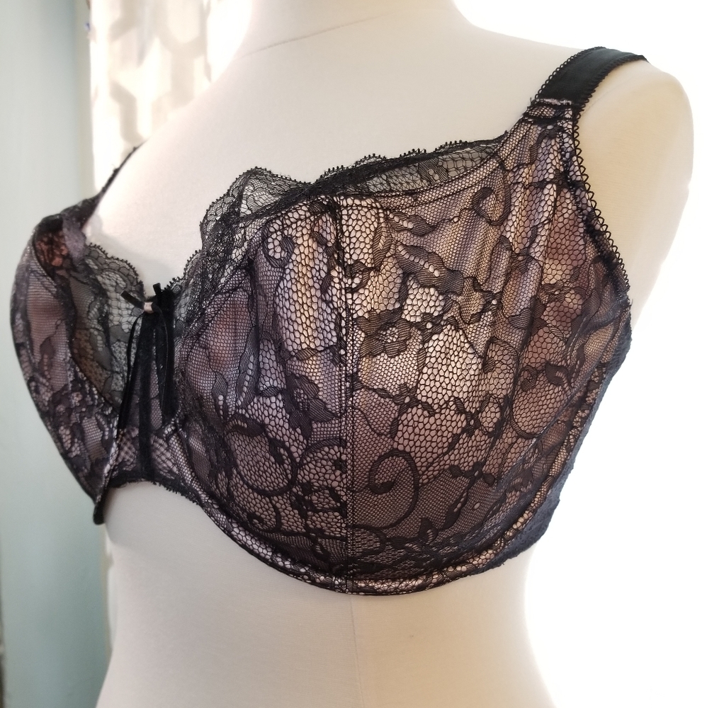Panache 4471 Sienna Balcony Bra Black & Pink NWOT